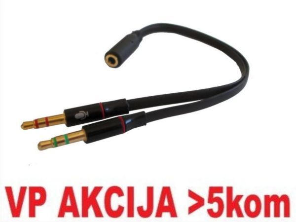 CCA-23535 ** Gembird 3.5mm Headphone Mic Audio Y Splitter Cable Female to 2x3.5mm Male adapter (95)