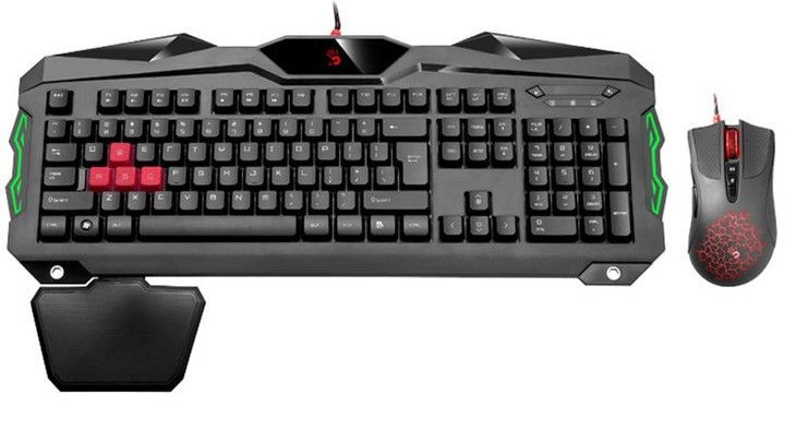 x-A4-B2100 A4Tech Bloody Gejmerska svetleca tastatura(LED)+mis, black, USB,US layout  B210+V9C