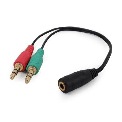 CCA-418 Gembird 3.5mm Headphone Mic Audio Y Splitter Cable Female to 2x3.5mm Male adapter