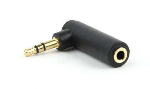 A-3.5M-3.5FL Gembird 3.5 mm stereo audio right angle adapter, 90°