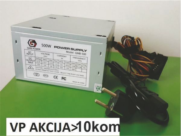 GMB-500-8 bez kutije ** Gembird napajanje 500W 8cm FAN, 20+4pin, 4pin 12V, 2xSATA 2xIDE 4-pin, (770)
