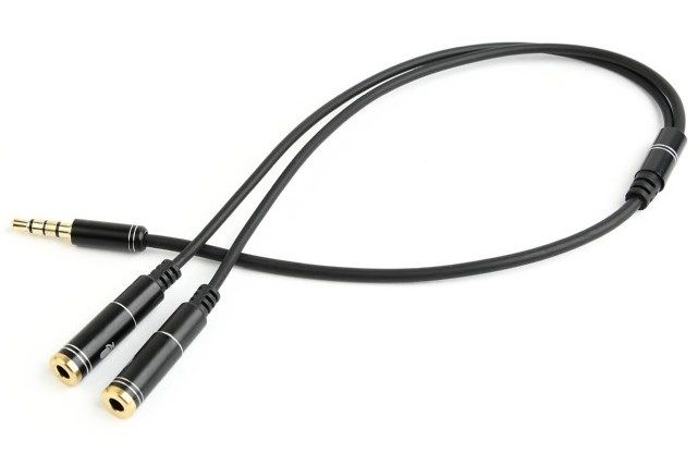 CCA-417M Gembird 2x 3.5 mm(slusalice i mikrofon) Metalni adapter na 1x 3.5mm(4 pin) cable, 0.2m crn