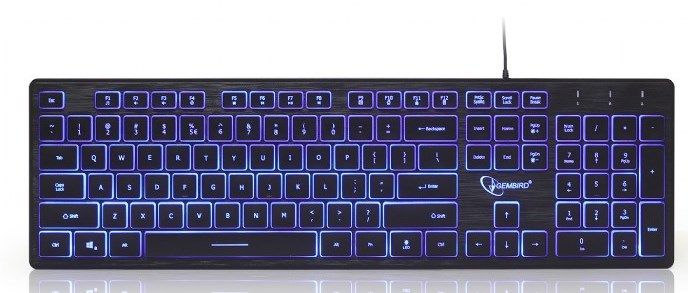 KB-UML3-01 Gembird tastatura multimedijalna sa pozadinskim osvetljenjem, US layout USB FO