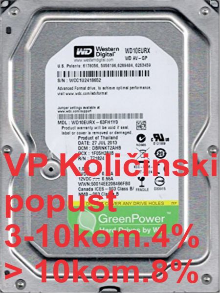 HDD 3.5 ** 1TB WD10EURX WD AV-GP Green IntelliPower 64MB SATA3