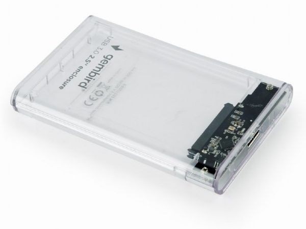 EE2-U3S9-6 Gembird USB 3.0 Externo kuciste za 2.5'' SATA hard diskove 9,5mm transparentni + futrola