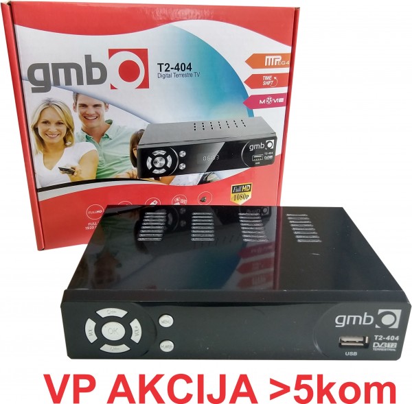 GMB-T2-404 **DVB-T2 SET TOP BOX USB/HDMI/Scart/RF-out, PVR, Full HD, H264,hdmi-kabl,RF modulator1434