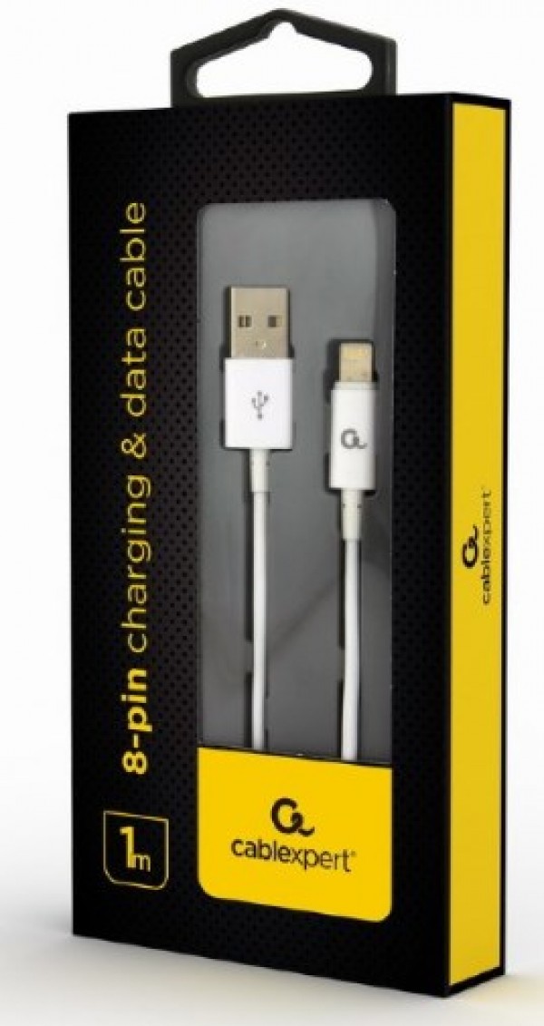 CC-USB2P-AMLM-1M-W Gembird 8-pin charging and data cable, 1m, white