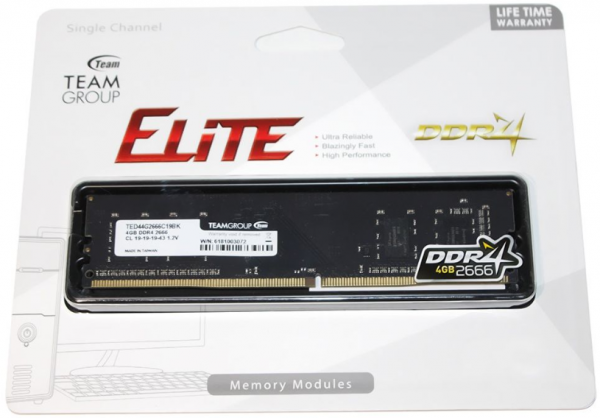 TeamGroup * DDR4 TEAM ELITE UD-D4 4GB 2666MHZ 1,2V 19-19-19-43 TED44G2666C1901 (1779)
