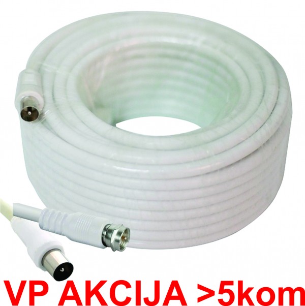KABL-COAX-RG6/15 white (X553)** koaksialni kabl RG6 konektor F-male/IEC, conduct.18%, 6.5mm 15m (200