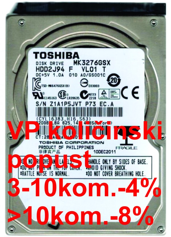 HDD 2.5'' ** 320GB MK3276GSX TOSHIBA 5400RPM 8MB SATA 9,5mm