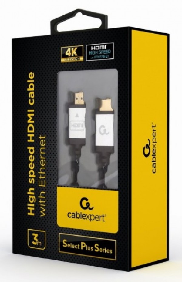 CCB-HDMIL-3M Gembird HDMI kabl, High speed,ethernet support 3D/4K TV Select Plus Series blister 3m A
