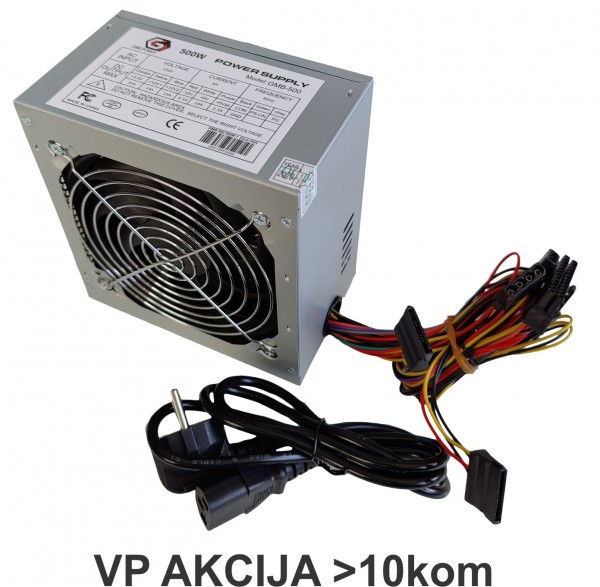 GMB-500-12 bez kutije **Gembird napajanje 500W 12cm FAN, 20+4pin, 4pin12V, 2xSATA 2xIDE 4-pin (1065)