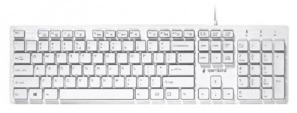 KB-MCH-03-W Gembird Multimedia chocolate, keyboard, USB, US layout, Slim white FO