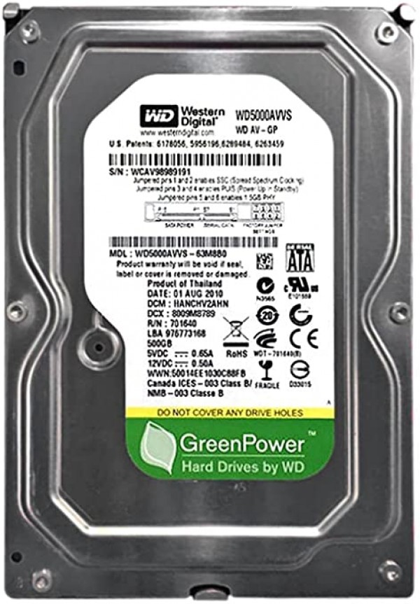 HDD 3.5 * 500GB WD5000AVVS WD AV-GP GREEN 5400RPM 8MB SATA (1199)