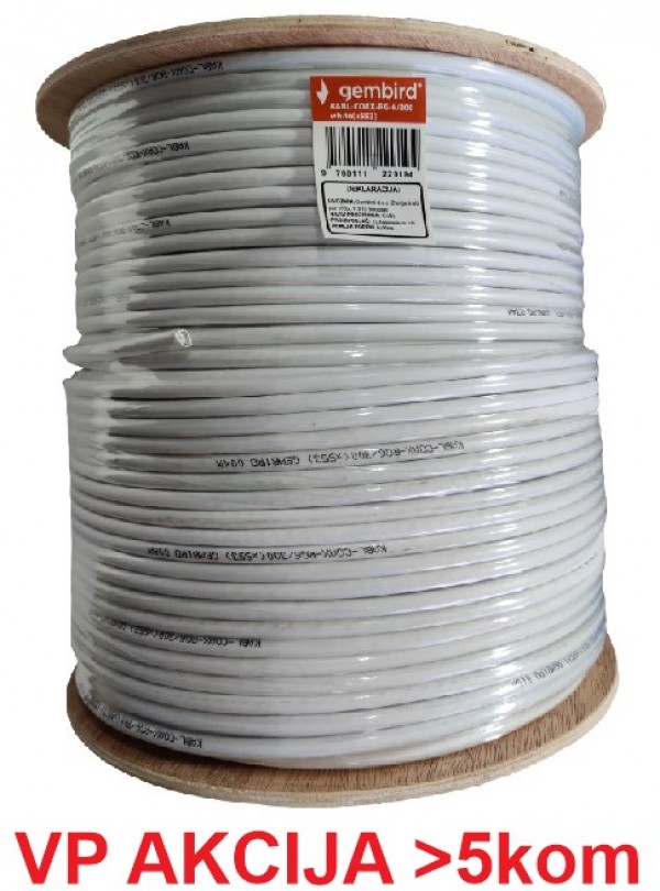 KABL-COAX-RG6/300 ** white (X553) koaksialni kabl RG6 bez konektora, conductivity18%,6.5mm,300m 4135