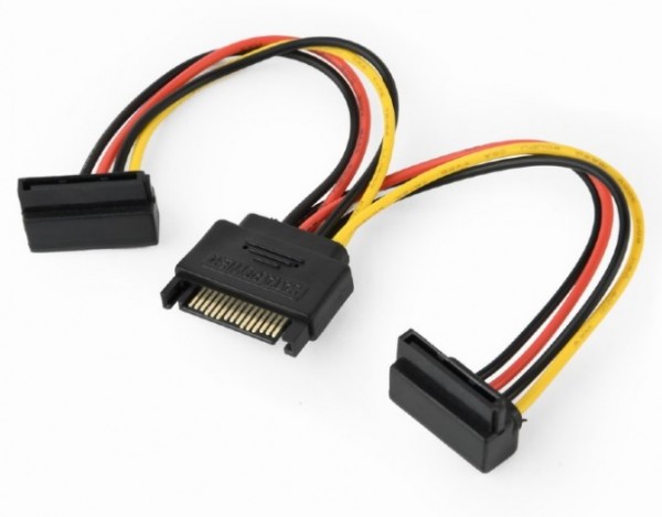 CC-SATAM2F-02 Gembird SATA power splitter cable with angled(90) output connectors, 0.15 m