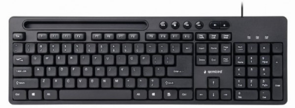 KB-UM-108 Gembird Multimedijalna tastatura US layout black USB sa drzacem za telefon