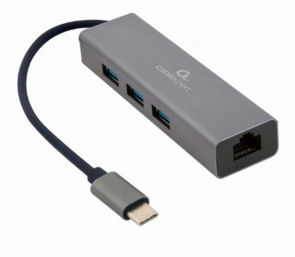 A-CMU3-LAN-01 Gembird USB-C Gigabit network adapter + 3-port USB 3.1 HUB