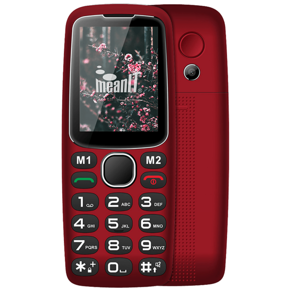 Meanit Mobilni telefon, 2.4 ekran, BT, SOS taster, crvena Senior