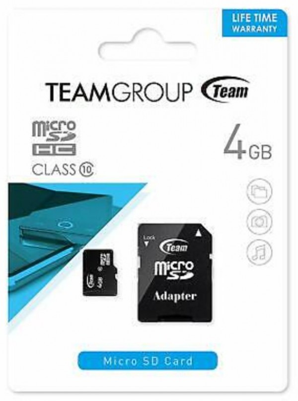 TeamGroup MICRO SDHC 4GB CLASS 10+SD Adapter TUSDH4GCL1003