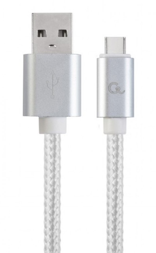 x-CCB-mUSB2B-AMCM-6-S Gembird Cotton braided Type-C USB cable with metal connectors, 1.8 m,silver FO