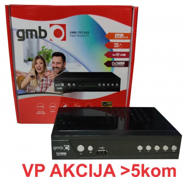 GMB-TDT-033 **DVB-T2/C SET TOP BOX USB/HDMI/Scart/RF-out, PVR, Full HD,H264, hdmi-kabl 1459