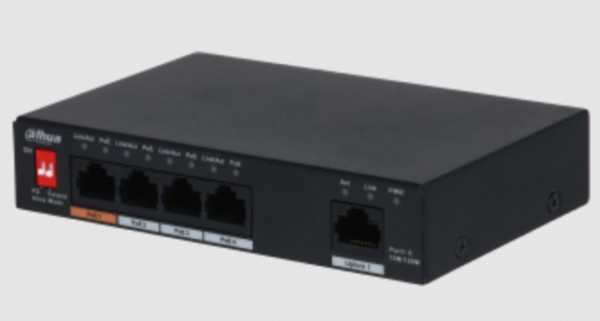 Dahua switch PFS3005-4ET-60 POE SWITCH 4x 10/100 RJ45 ports, 1xUplink,  4 kanala