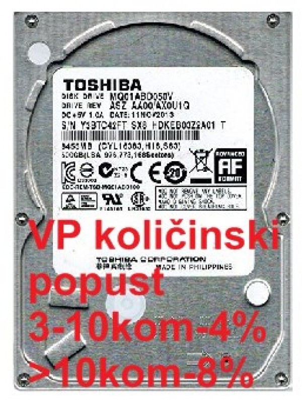 HDD 2.5'' ** 500GB MQ01ABD050V TOSHIBA 5400RPM 16MB 9.5mm SATA