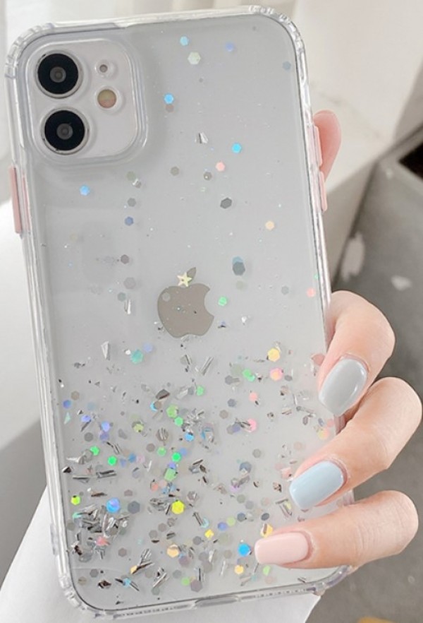 MCTK6-IPHONE 13 Mini * Furtrola 3D Sparkling star silicone Transparent (139)