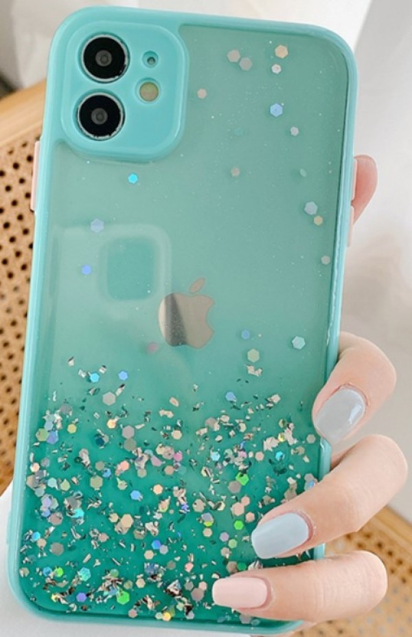 MCTK6-IPHONE 13 * Furtrola 3D Sparkling star silicone Turquoise (139)