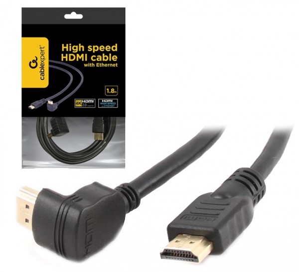 CC-HDMI490-6 Gembird HDMI kabl 4K UHD, Ethernet, konektor pod uglom 90 stepeni 1,8m A