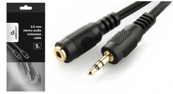 CCA-421S-5M Gembird 3.5mm stereo plug to 3.5mm stereo socket extension kabl 5m