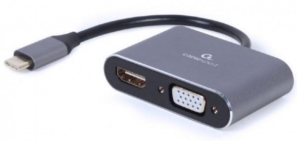A-USB3C-HDMIVGA-01 Gembird USB Type-C to HDMI + VGA display adapter, space grey