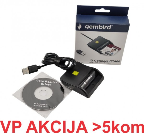 CRDR-CT400 ** Gembird Smart card reader USB 2.0 Citac za licne karte, saobracajne, bankarske (699)