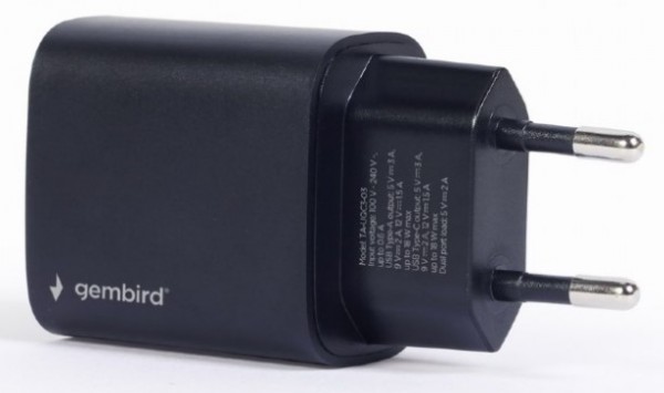 x-TA-UQC3-03 Gembird QC3.0 brzi punjac USB+Type C konektor,18W DC 5V/3A, 9V/2A, 12V/1.5A