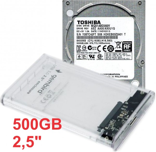 HDD 2.5 + USB 3.0 SATA eksterno kuciste * 500GB MQ01ABD050V TOSHIBA / EE2-U3S9-6 (1960)