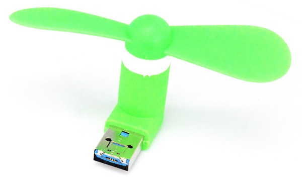 Ventilator za mobilni telefon microUSB+USB zeleni 013205