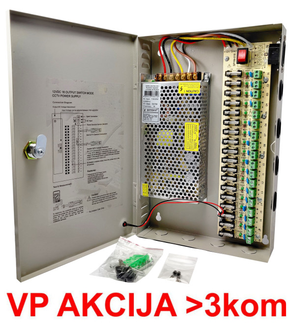 NAPRK-12V/15A-18CH ** Gembird napajanje sa kljucem, 2A/CH (2794)