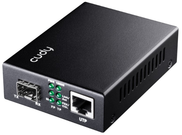 Cudy MC220P Gbit Media Converter 10/100/1000M SFP Slot to 10/100/1000M PoE+ Port, IEEE 802.3at/af