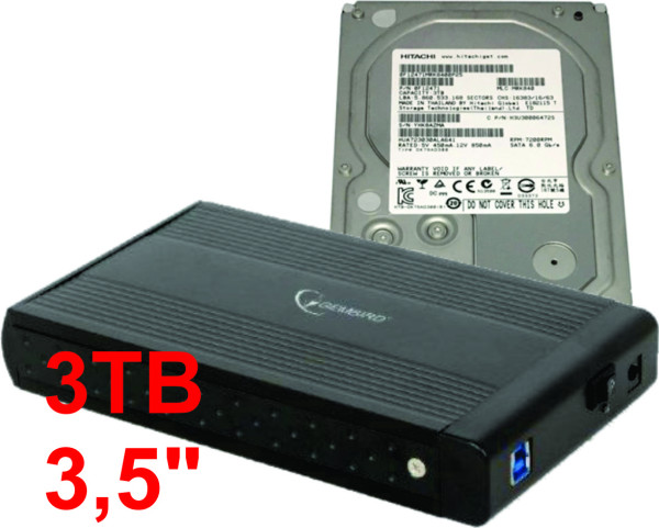 HDD 3.5 + USB 3.0 SATA eksterno kuciste * 3TB HUA723030ALA641 HITACHI / EE3-U3S-3 (6399)