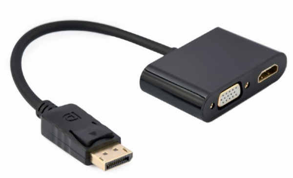 A-DPM-HDMIFVGAF-01 Gembird DisplayPort male to HDMI female + VGA female adapter cable, black