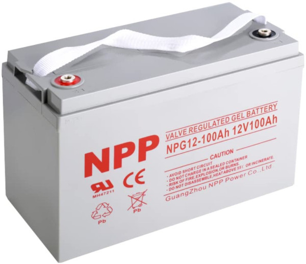 NPP NPG12V-100Ah, GEL BATTERY, C20=100AH, T16, 330x171x214x220, 27,3KG, Light grey