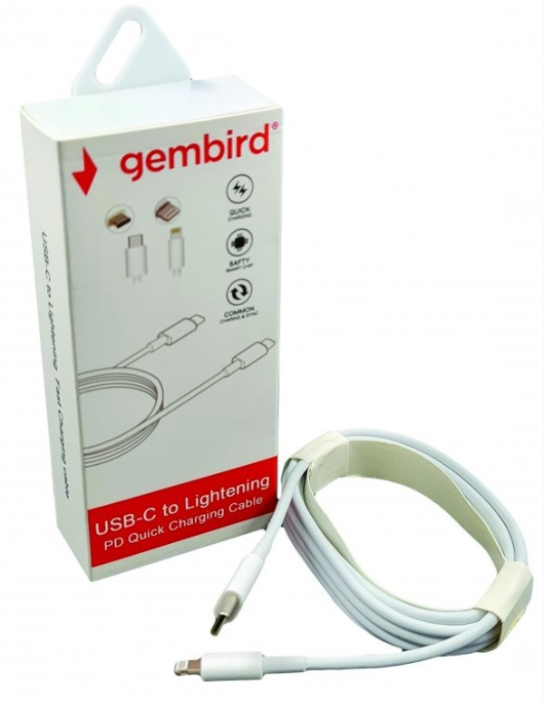 CCP-AMCM-LIGHT-1.8M * Gembird USB 2.0 Type-C to iPhone Lightening 8-pin cable, QC3.0, 1.8m WHITE 199