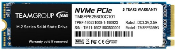 TeamGroup M.2 2280 256GB MP33 SSD PCIe Gen3 x4, NVM Express, 1600/1000MB/s TM8FP6256G0C101