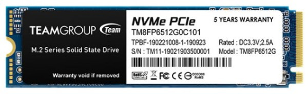 TeamGroup M.2 2280 512GB MP33 SSD PCIe Gen3 x4, NVM Express, 1700/1400MB/s TM8FP6512G0C101