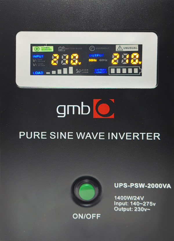 UPS-PSW-2000VA GMB LONG, cist sinusni pretvarac sa produzenom autonomijom 1400W-220V/24V