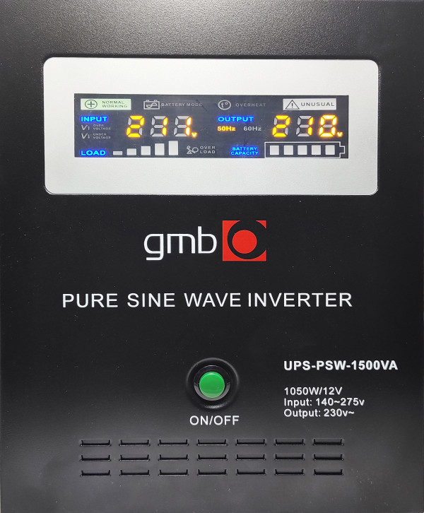 UPS-PSW-1500VA GMB LONG, cist sinusni pretvarac sa produzenom autonomijom 1050W-220V/12V