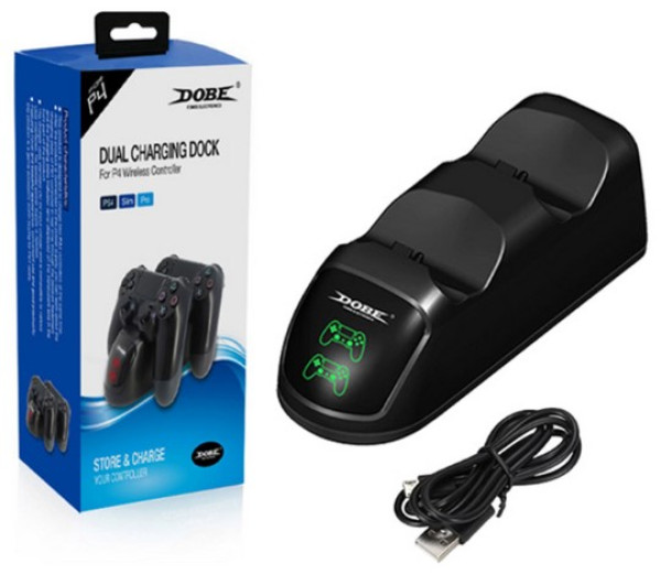 Docking station DOBEE USB drzac sa punjacem za 2 ps4 kontrolera sa led indikator 052806 TP4-899 crni