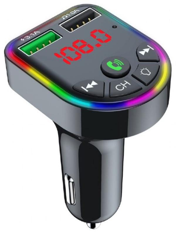 BTT-05 Gembird 3-in-1 Bluetooth carkit with FM-radio transmitter and USB 3.1 A charger, black