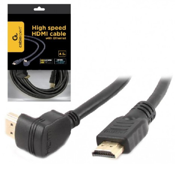 CC-HDMI490-15 Gembird HDMI kabl 4K UHD, Ethernet, konektor pod uglom 90 stepeni 4,5m
